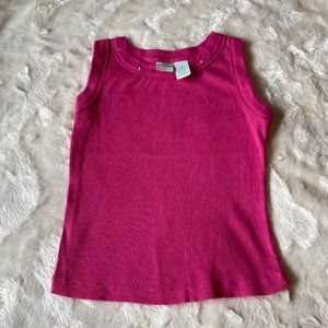 $8 ADD ON Circo Girls Fuchsia Ribbed Tank Top Size 6/6X Sequin Neckline